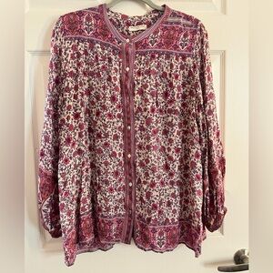 Spell Pink and White Floral Blouse Jasmine L